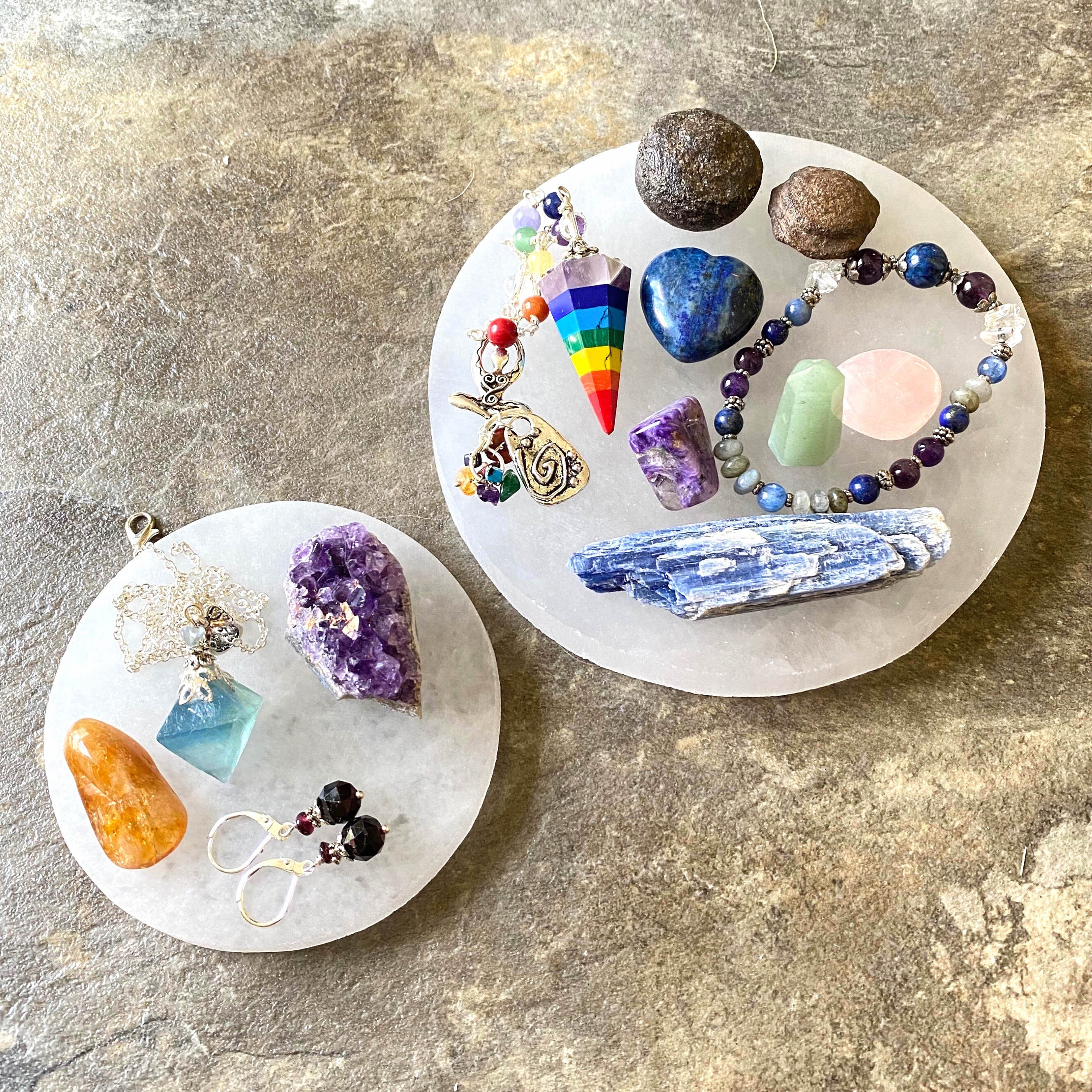 Selenite Charging Round Disk Crystal Charging Plate Selenite Slice