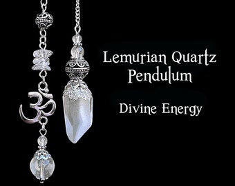 Lemurian Crystal Pendulum, Divining with OM Symbol, Unique Pendulum