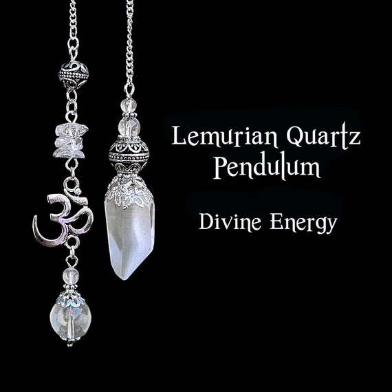 Lemurian Crystal Pendulum, Divining with OM Symbol, Unique Pendulum