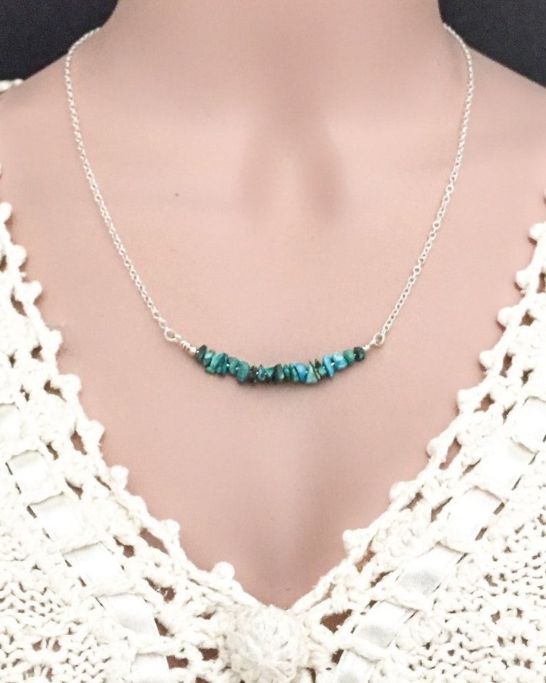 Natural Turquoise Protection Healing Bar Necklace Meditation Jewelry Throat Chakra Intuition Necklace