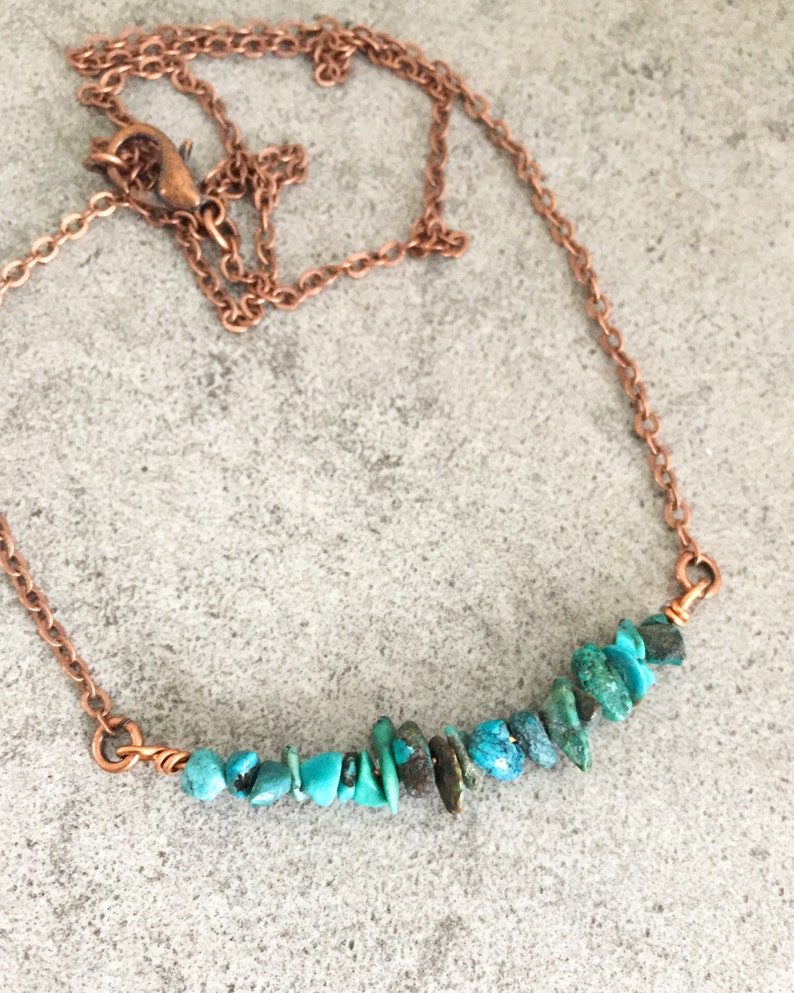 Natural Turquoise Protection Healing Bar Necklace Meditation Jewelry Throat Chakra Intuition Necklace