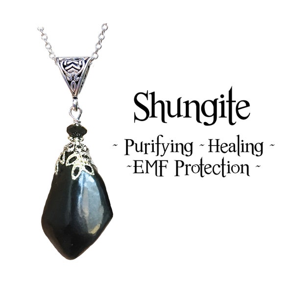 Shungite Pendant, Tumbled  EMF Protection Necklace, 'The Stone Of Life' Healing Jewelry, Purifying Detoxifying Miracle Stone