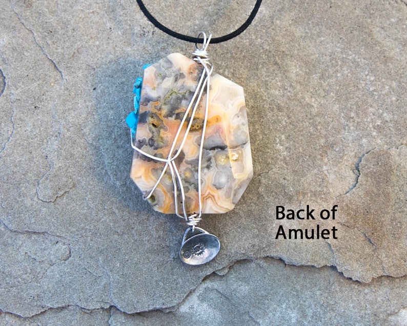 Joy and Happiness Amulet Wire Wrapped Pendant OOAK Earth Friendly Natural Healing Eco Fashion Gift Soul Journey Healing Jewelry
