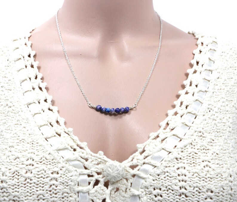 Sodalite Self-Esteem Intuition Bar Necklace Energy Healing Necklace Soul Awakening Jewelry Third Eye Chakra Necklace