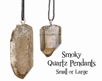 Large Raw Smoky Quartz Point Pendant, Grounding, Protection, Healing Necklace