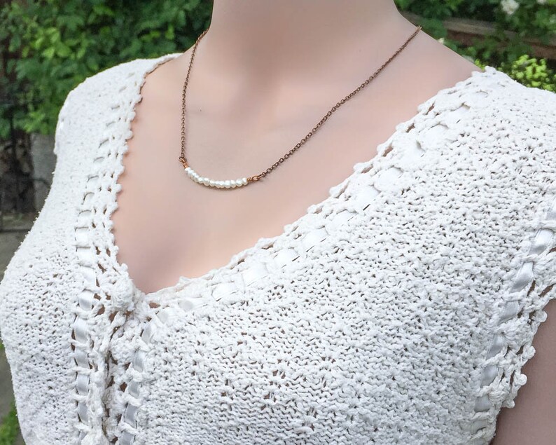 Freshwater Pearl Intuition Bar Healing Necklace Energy Healing Jewelry Feminine Wisdom Necklace Inner Strength Minimalist Necklace