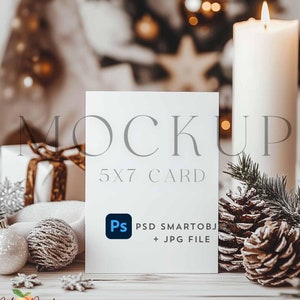 5x7 Karte Mockup Winter Weihnachten Schneeflocken Hochzeit Baby Shower Geburtstag Einladung Mockup PSD Smart Objekt Mockup Sofort Download MU18