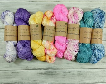 Ewetopia Hand Dyed Superwash Merino Wool and Silk Fingering Yarn