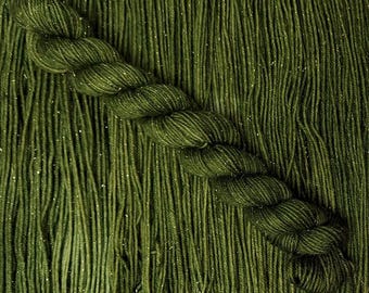 Treasure Dust Mini Skeins - Hand Dyed Superwash Merino Wool Sparkle fingering weight yarn w/Nylon and Stellina, Variegated, Tonal, Speckled