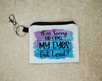 Keychain Lined Linen Zipper Coin Purse