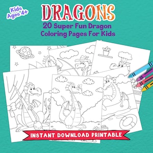 20 Cute Dragon Coloring Book Pages - Kids Dragons For Coloring - Printable Coloring Sheets Download - For Children Ages 4-8