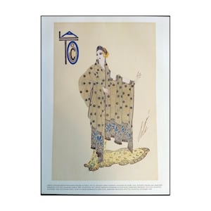 Erte Art Deco Print Book Plate | Tosca Opera Costume | Fashion Drawing | Famous Artist | Elegant Wall Art Decor Print | Book Page | No Frame