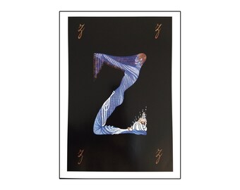 Erte Print, Vintage Art Deco, Alphabet Series 