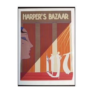 Erte Art Deco Print Book Plate | Paris Openings Harpers Bazaar 1931 | Vintage Glamour | Fashion Design Illustration | Book Page | No Frame