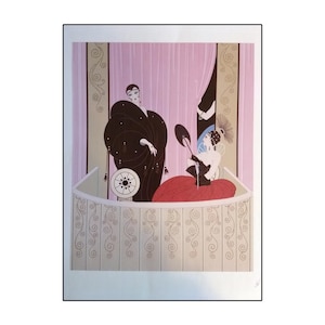 Erte Art Deco Print Book Plate | Loge De Theatre | Vintage Fashion Drawing | Elegant Wall Art Decor | Book Page | No Frame