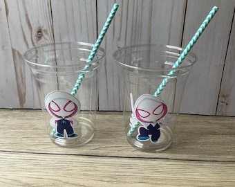 Spider Gwen Party Cups, Ghost Spider Cups, Spider Gwen Birthday Decorations, Spider Girl Birthday
