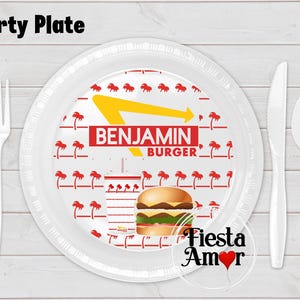 Burger Birthday Party, Burger Decorations, Custom Burger Plate, Custom Burger Party Decor