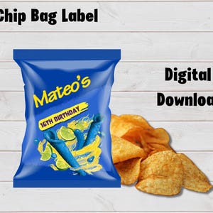 Blue Takis Favor, Blue Takis Chip Bag, Blue Takis Party, Teen Birthday Party