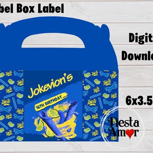 Blue Takis Favor, Blue Takis Gable Box Label, Blue Takis Party, Teen Birthday Party