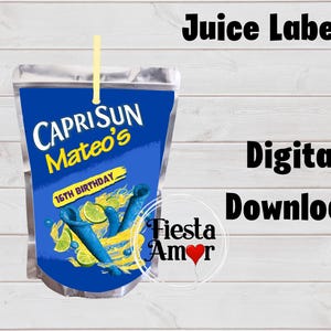 Blue Takis Favor, Blue Takis Juice Label, Blue Takis Party, Teen Birthday Party