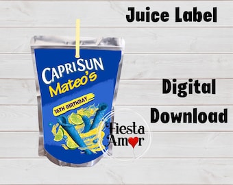Blue Takis Favor, Blue Takis Juice Label, Blue Takis Party, Teen Birthday Party