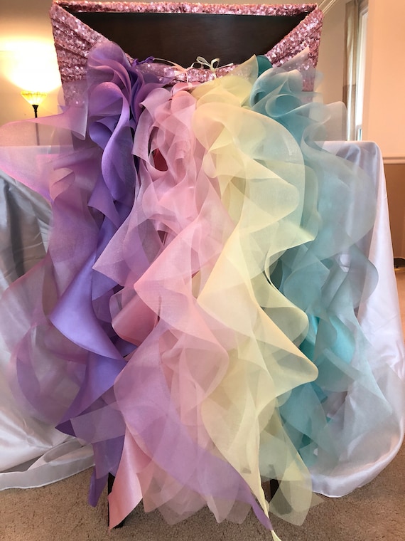 Rainbow Chair Cover Unicorn Party Cumpleanos Etsy