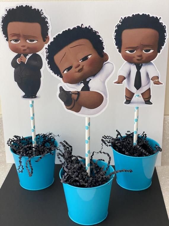 HAPPARTY 10PCS Boss Theme Birthday Table Centerpiece, Blue Black Little Baby Boy Happy Birthday Honeycomb Centerpieces For Newborn Baby Boys Boss 1st 2nd 3rd Bday Party Decorations Supplies