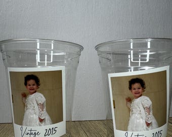 Vasos personalizados con fotos, decoración personalizada para fiestas, vasos personalizados para cumpleaños.
