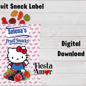 Kitty Fruit Snack Label, Kitty Birthday Party, Kitty Party Favor, Kitty Favor Label