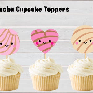 Concha Cupcake Toppers, Concha Baby Shower, Concha Party Decor, Concha Theme Party, Conchita in the Oven
