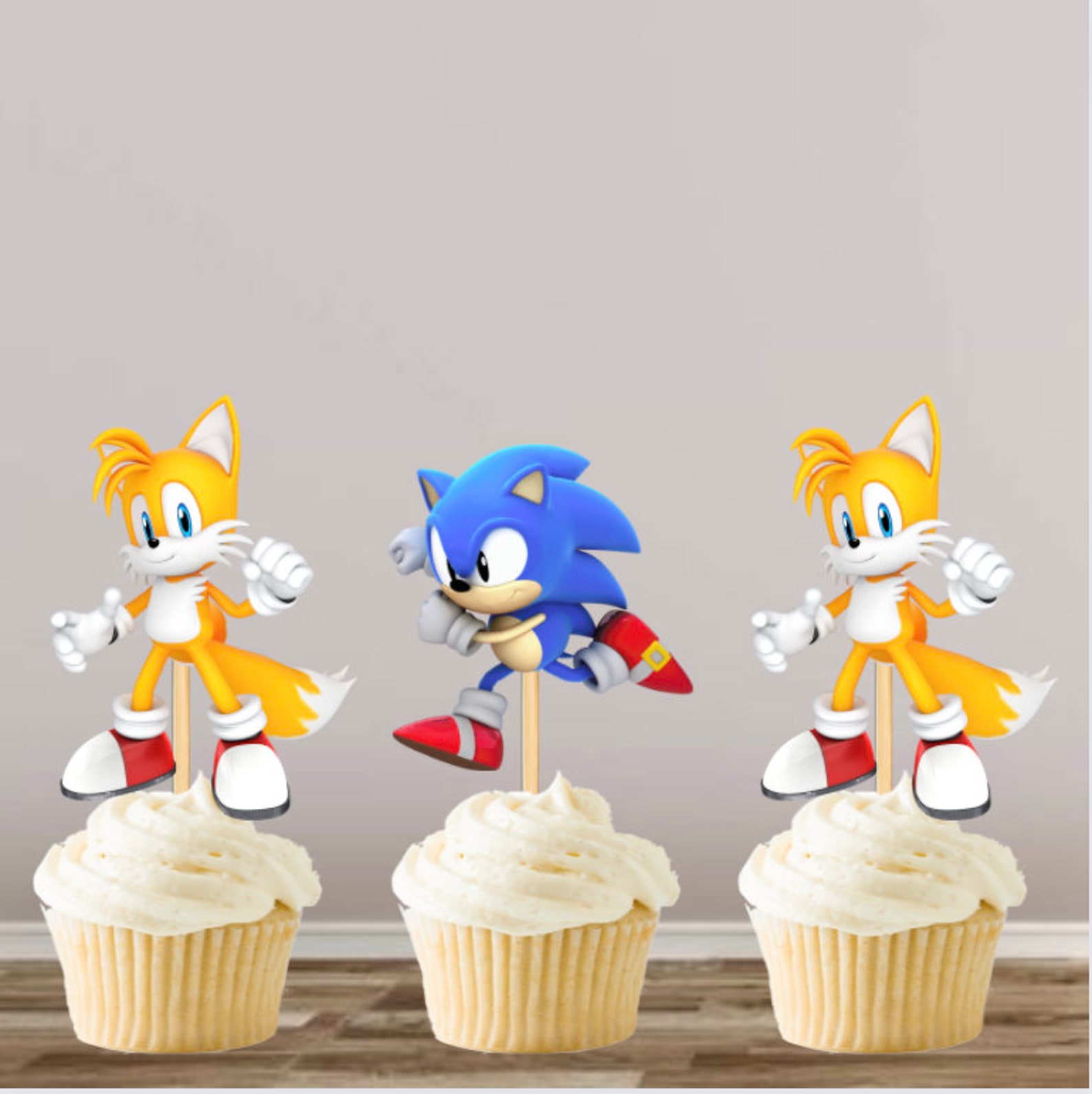 Sonic Cupcake Toppers Sonic Decorations Boy Birthday Theme Etsy