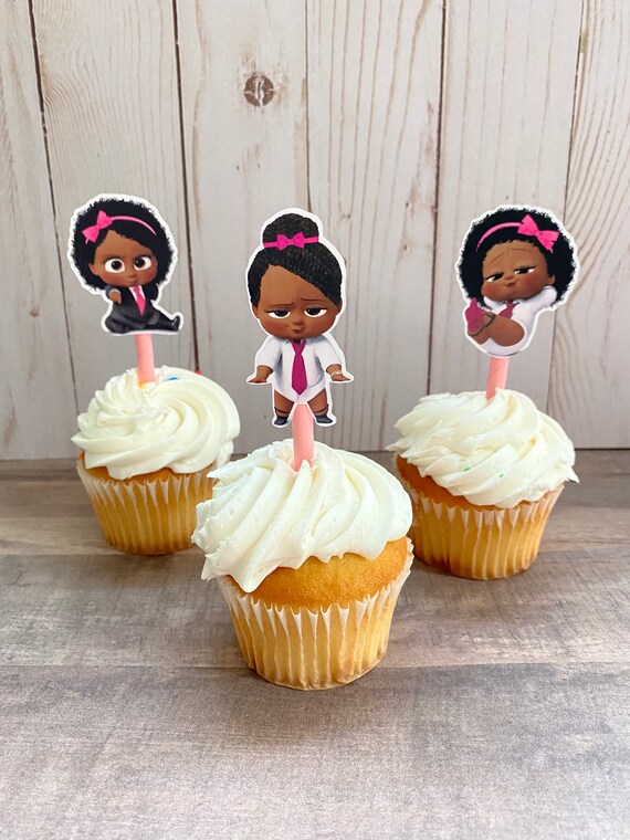 Boss Girl Cake Toppers - Pink & Black Birthday Decor Set For Girls, Baby Showers, Gender Reveal - View #5