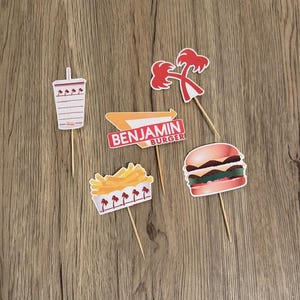 Burger Birthday Party, Burger Decorations, Burger Cupcake Toppers