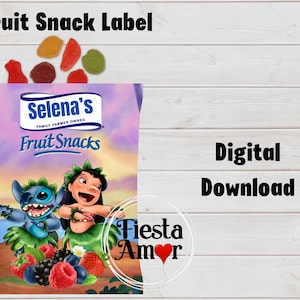 Stitch Favor, Stitch Fruit Snack Label, Stitch Party Favor, Stitch Birthday Party, Stitch Thank You, Stitch Birthday Decor