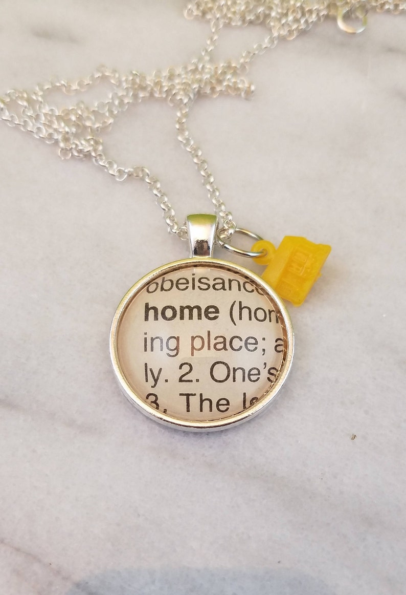 Home vintage dictionary word glass dome pendant with yellow Etsy