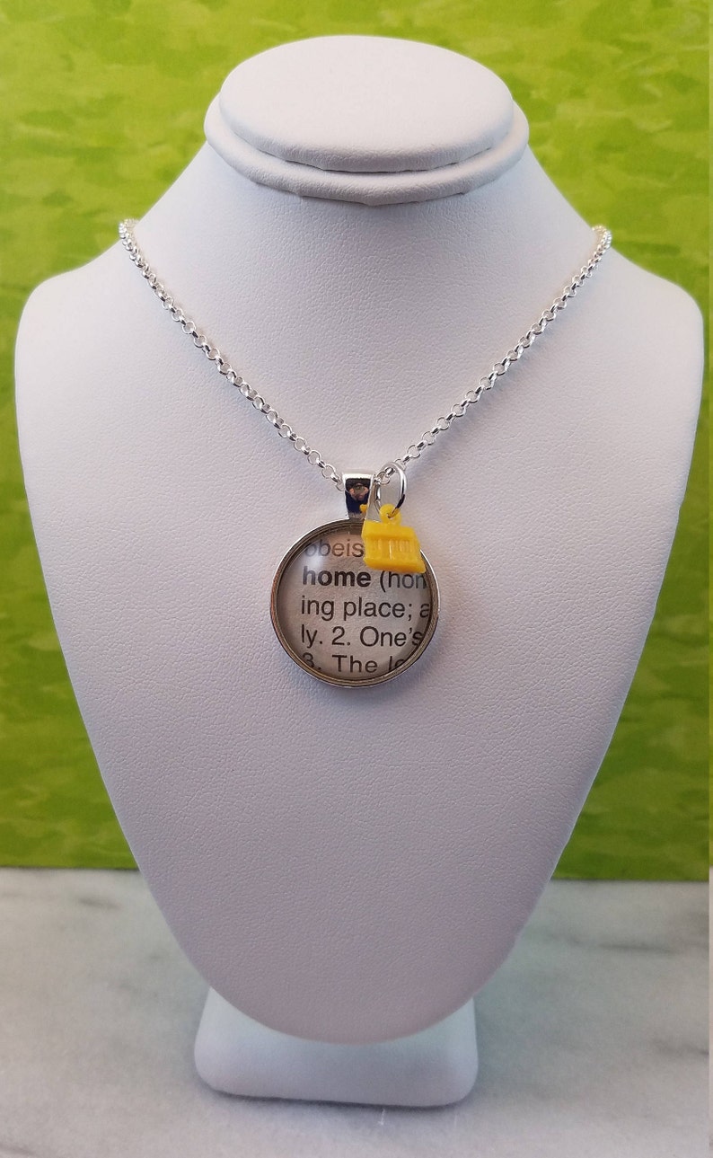 Home vintage dictionary word glass dome pendant with yellow Etsy