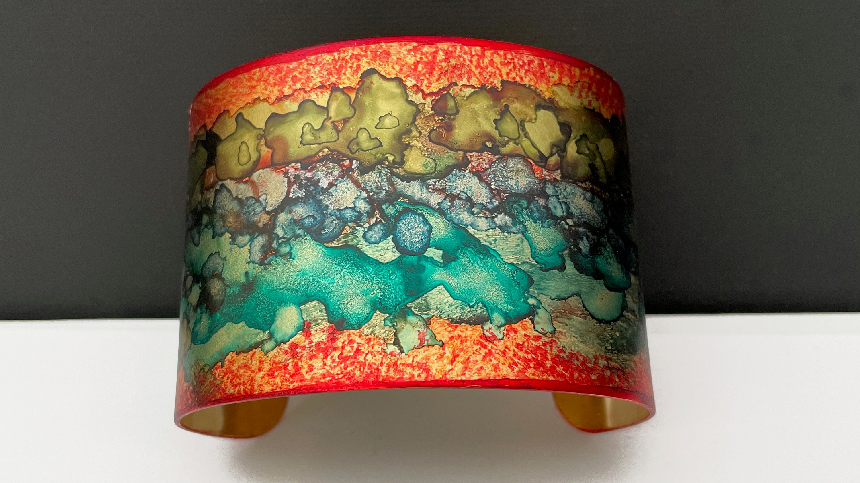 Colorful Cuff Bracelet Brass Cuff Painted Bracelet Art Etsy