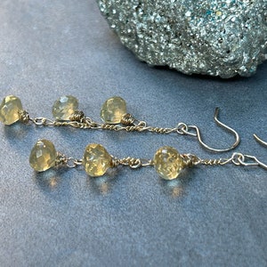 Waterfall Citrine Earrings, 14k Gold Fill, November Birthstone Earrings, Chain Earrings, Yellow Gemstone Dangle Earrings, Birthday Gift
