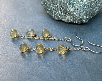 Citrine Earrings 14k Gold Fill, November Birthstone Earrings, Gold Chain Earrings, Yellow Gemstone Dangle Earrings, Birthday Gift