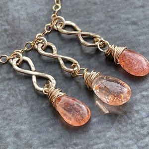 Gold Filled Sunstone Necklace: Dainty Orange Gemstone Pendant
