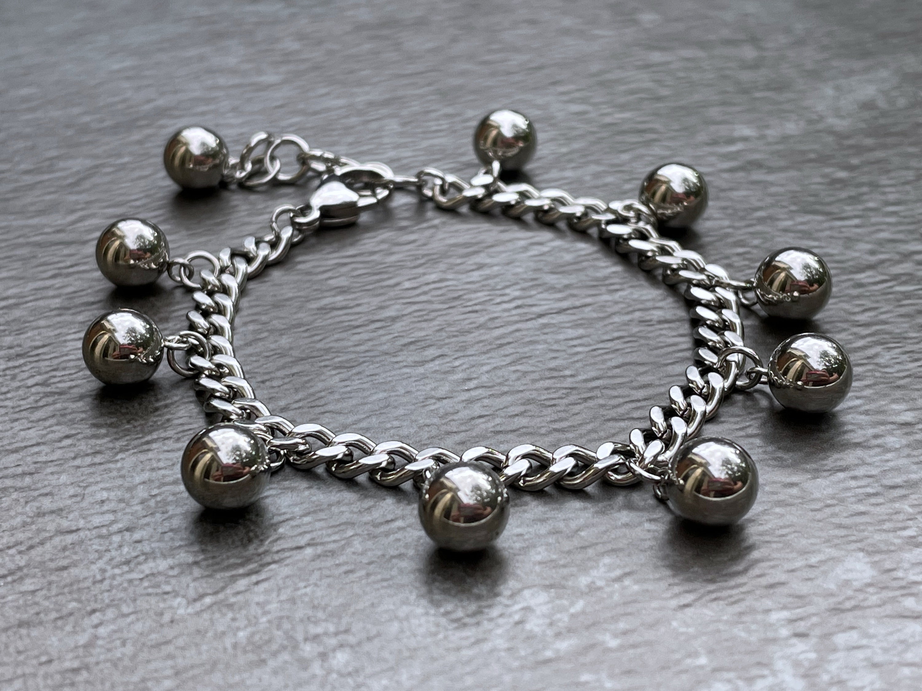 Silver Ball Bracelet Ball and Chain Bracelet Charm Bracelet Etsy