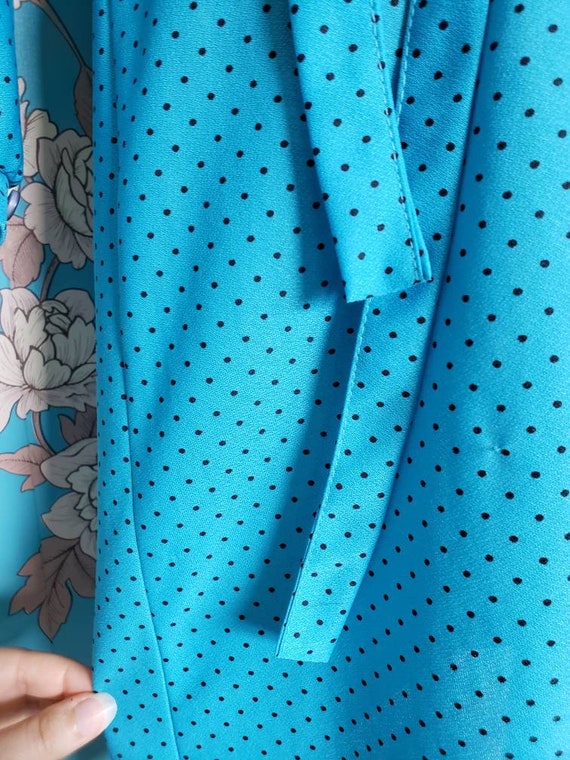 VTG 60's Blue/Black Polka dot dress- Medium - image 7