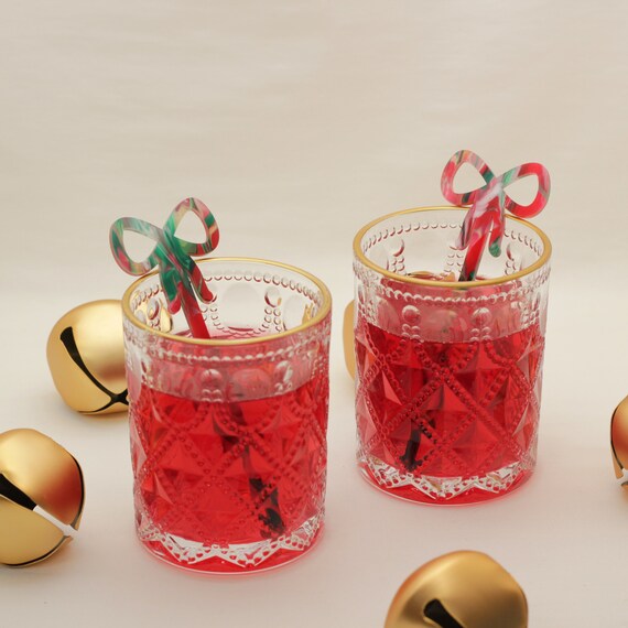 Acrylic Holiday Bow Drink Stirrer Set of 4 Cocktail Stirrers Holiday Mixed  Drinks Christmas Stir Stick Bow Sizzle Stick 