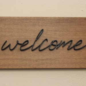 Wooden Welcome Sign | Small Wood Word Sign | Housewarming Gift | Farmhouse Hanging Decor | Entryway Wood Sign | Welcome Mudroom Sign