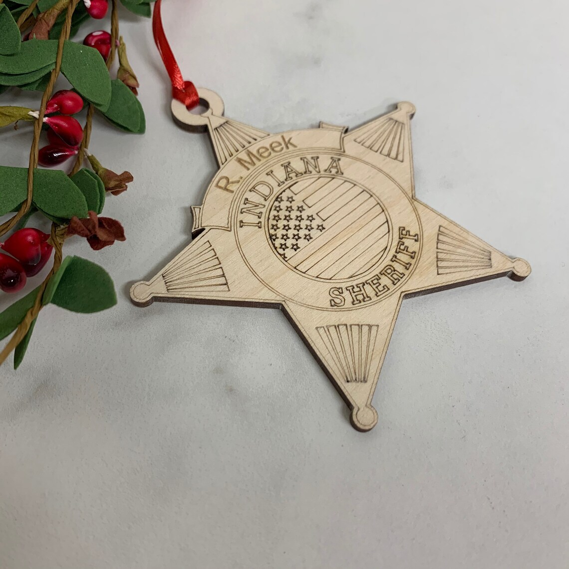 Personalized Sheriff Star Badge Ornament Etsy