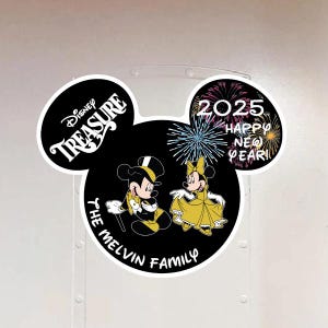 New Year's Mickey and Minnie Fireworks Personalized Disney Cruise Door Magnet