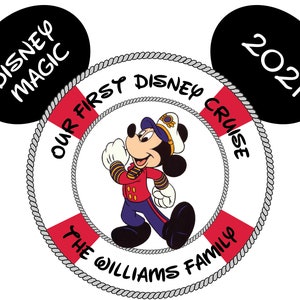 Mickey, Minnie, or Donald Life Ring Life Preserver Personalized Disney Cruise Door Magnet