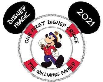 Mickey, Minnie, or Donald Life Ring Life Preserver Personalized Disney Cruise Door Magnet