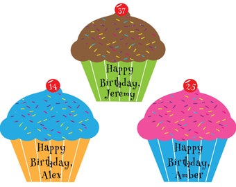 Cupcake Birthday Celebration Personalized Magnet