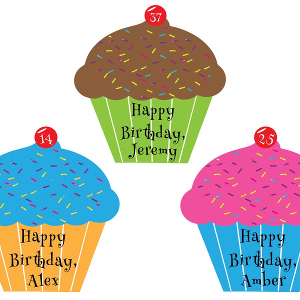 Cupcake Birthday Celebration Personalized Magnet